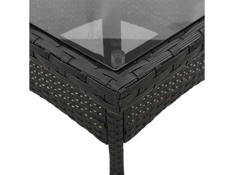 Ensemble à manger de jardin et coussins 3 pcs noir rotin verre