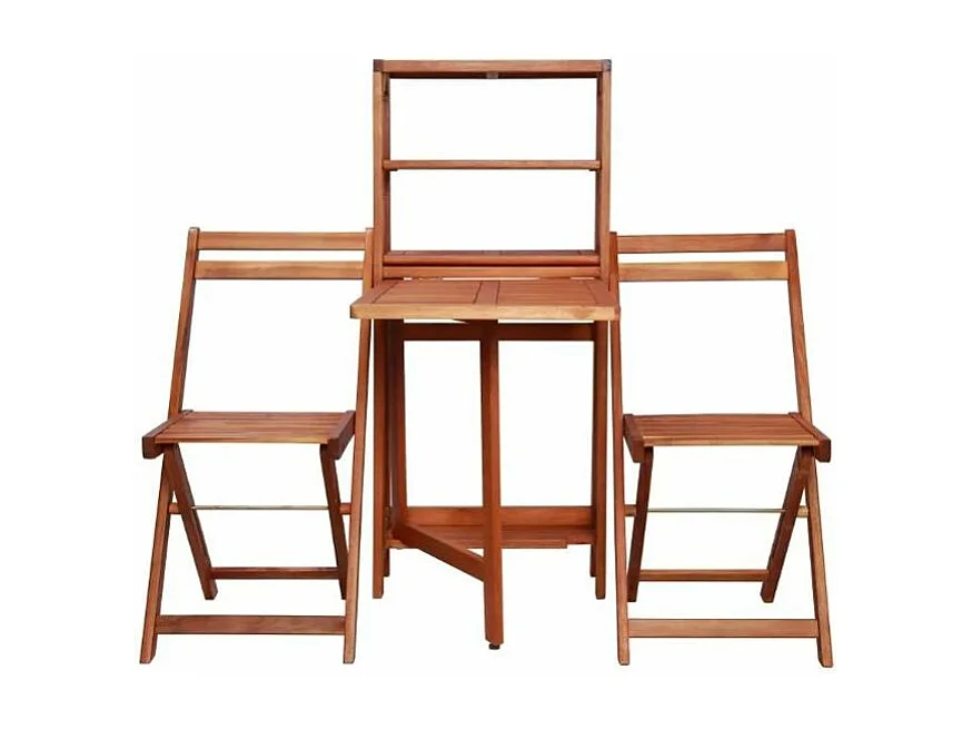 Table convertible et 2 chaises de jardin acacia clair Napoli