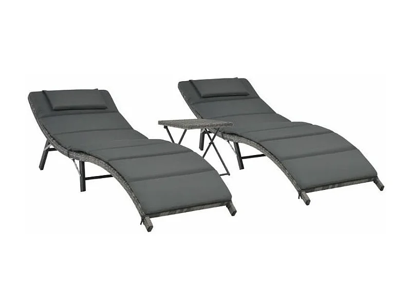 Table carrée et 2 chaises longues de jardin résine tressée Tasty