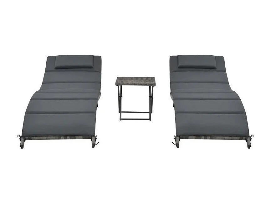 Table carrée et 2 chaises longues de jardin résine tressée Tasty