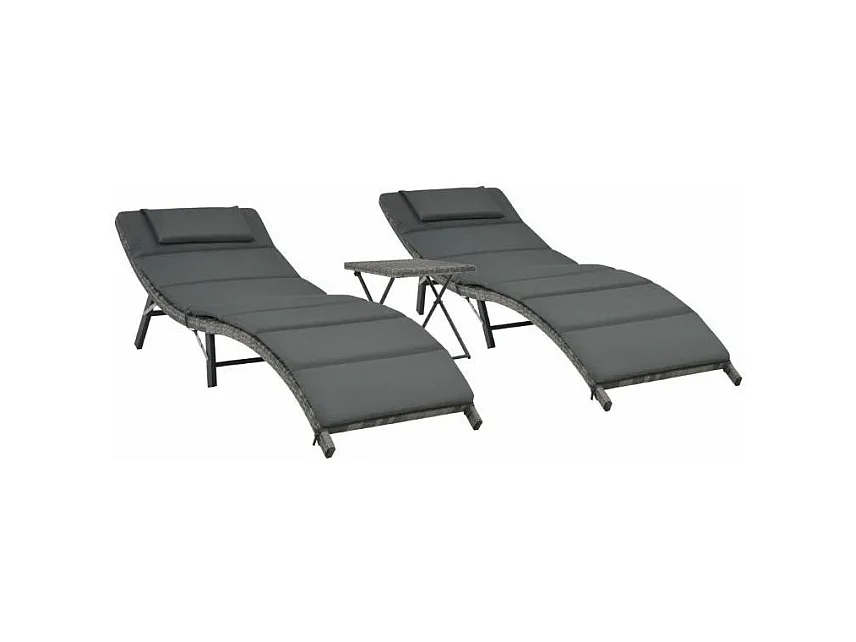 Table carrée et 2 chaises longues de jardin résine tressée Tasty