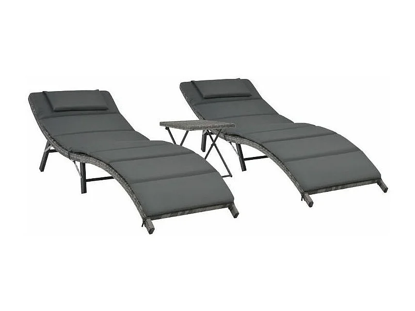 Table carrée et 2 chaises longues de jardin résine tressée Tasty