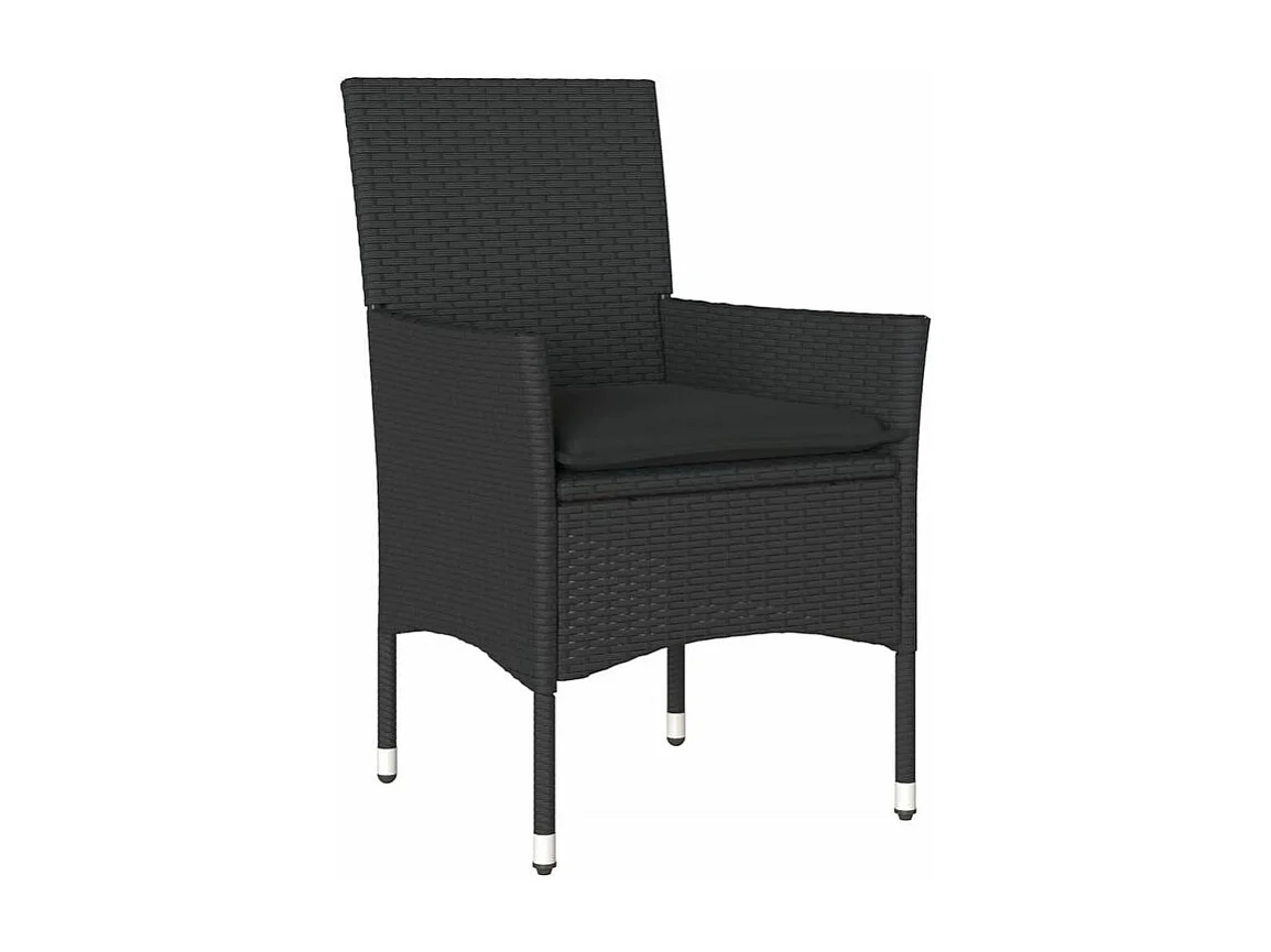 Ensemble à manger de jardin et coussins 5 pcs noir rotin acacia