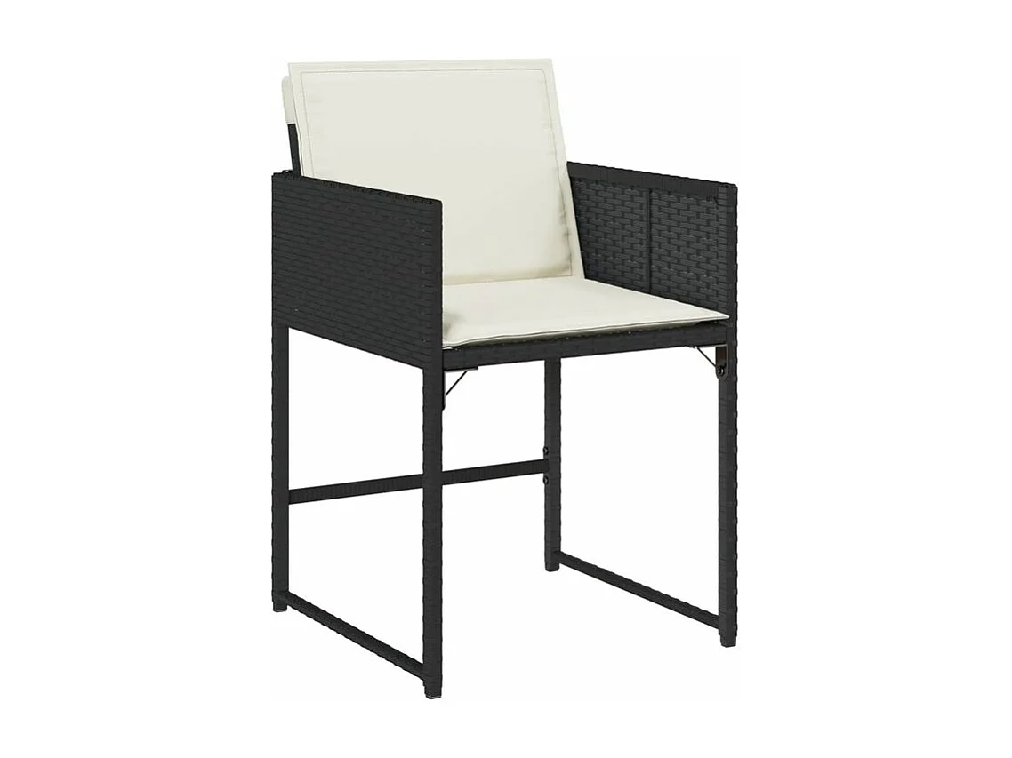 Ensemble à manger de jardin 9pcs coussins noir résine tressée