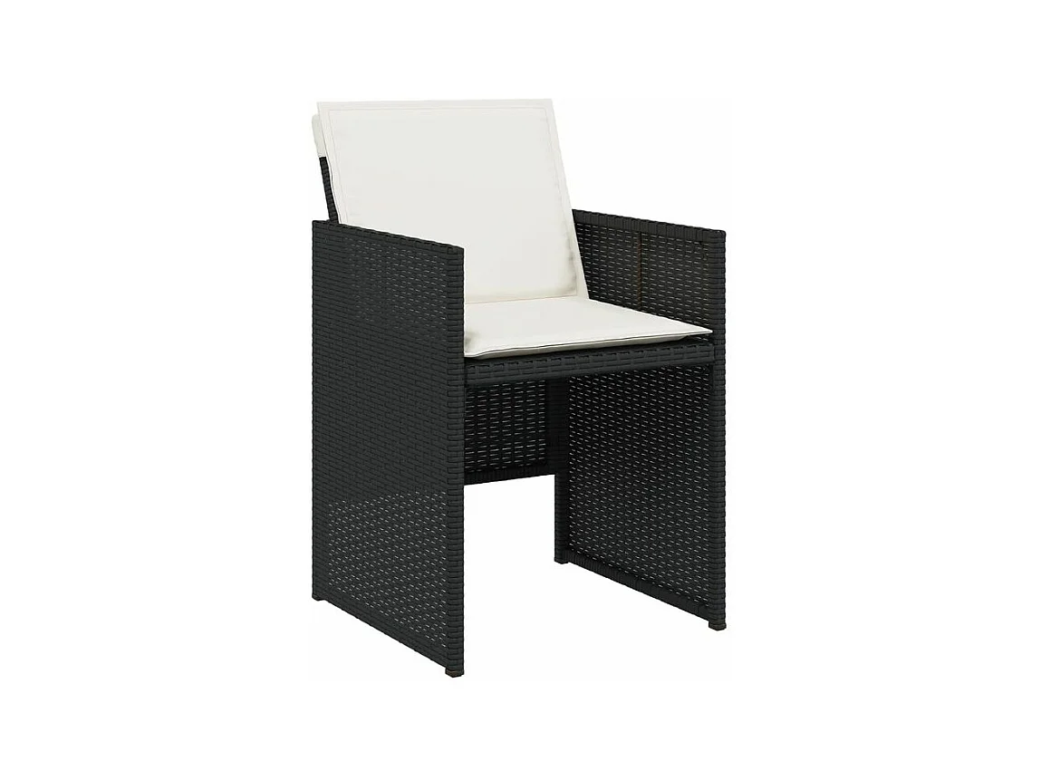 Ensemble à manger de jardin 11 pcs coussins noir résine tressée