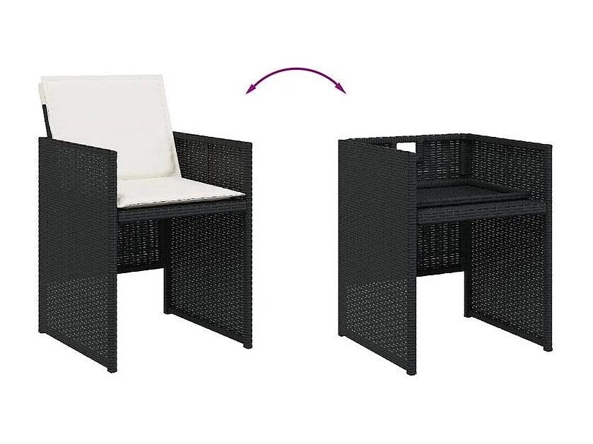 Ensemble à manger de jardin 11 pcs coussins noir résine tressée