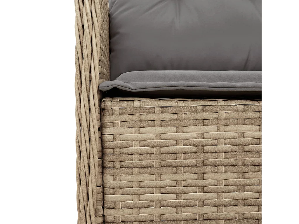 Ensemble à manger de jardin et coussins 3 pcs Beige poly rotin