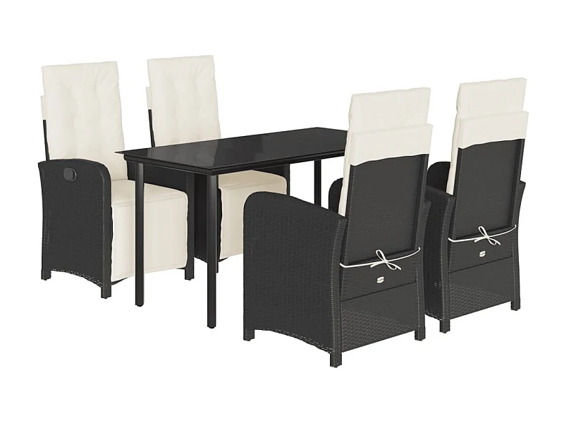 Ensemble à manger de jardin coussins 5pcs Noir Résine tressée