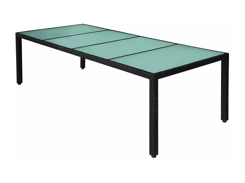 Table rectangulaire et 10 chaises de jardin résine tressée noir Mik
