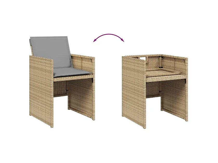 Ensemble à manger de jardin et coussins 11 pcs mélange beige