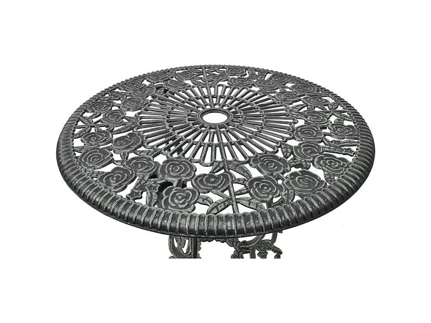 Table ronde et 2 chaises de jardin métal coulé vert Bridge