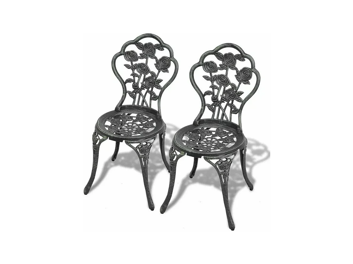 Table ronde et 2 chaises de jardin métal coulé vert Bridge