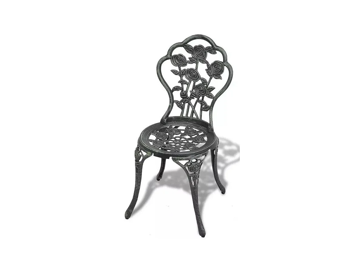 Table ronde et 2 chaises de jardin métal coulé vert Bridge