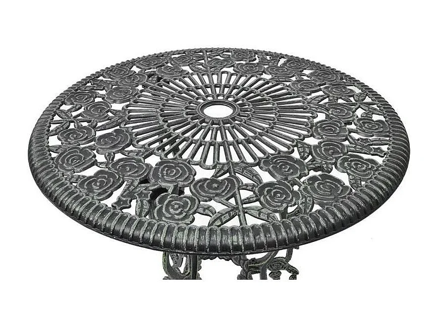 Table ronde et 2 chaises de jardin métal coulé vert Bridge