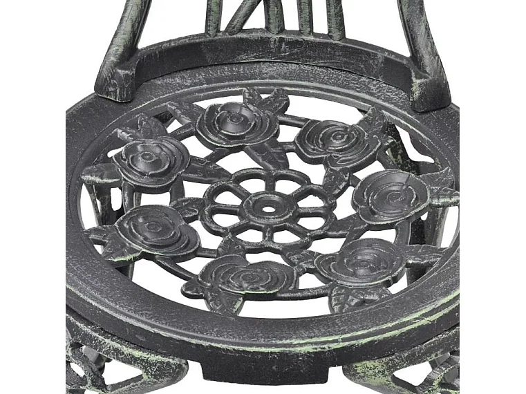 Table ronde et 2 chaises de jardin métal coulé vert Bridge