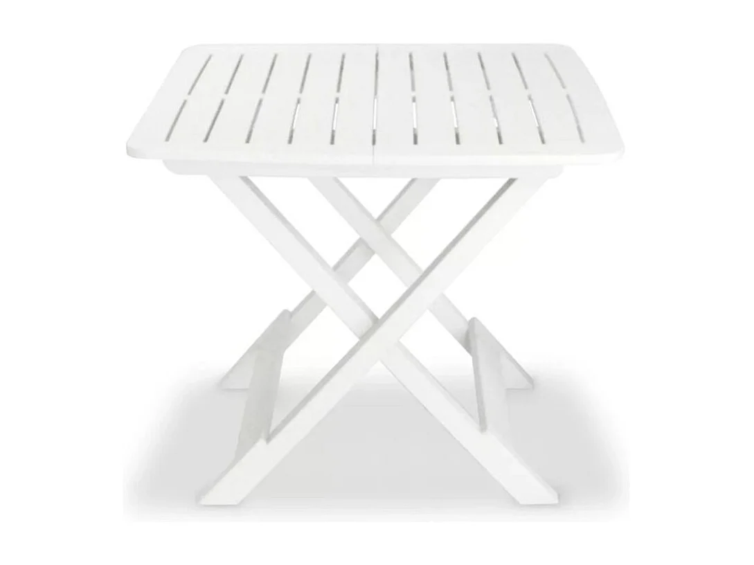 Table rectangulaire et 2 chaises de jardin plastique blanc Camille