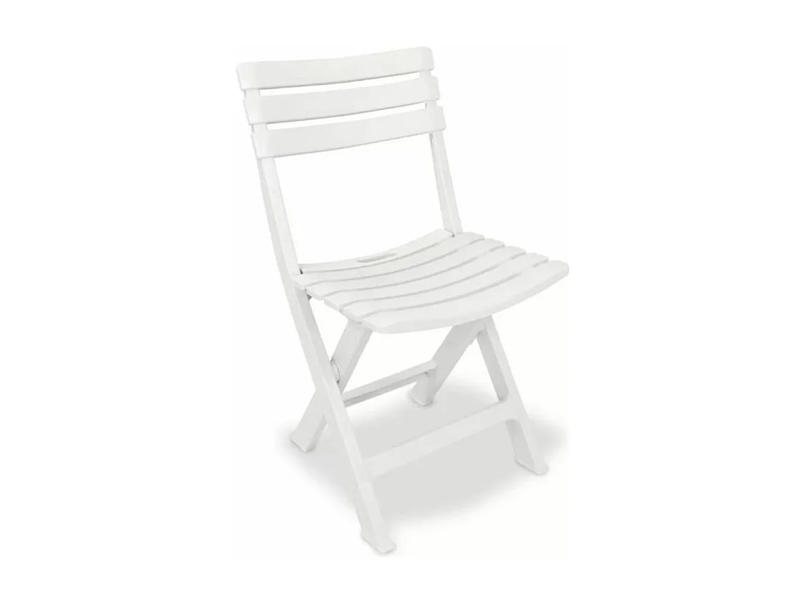 Table rectangulaire et 2 chaises de jardin plastique blanc Camille