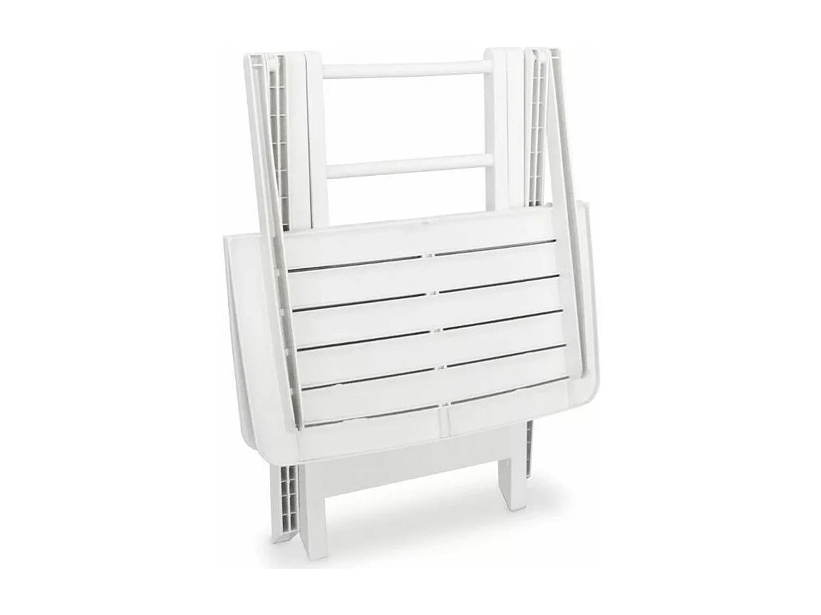 Table rectangulaire et 2 chaises de jardin plastique blanc Camille