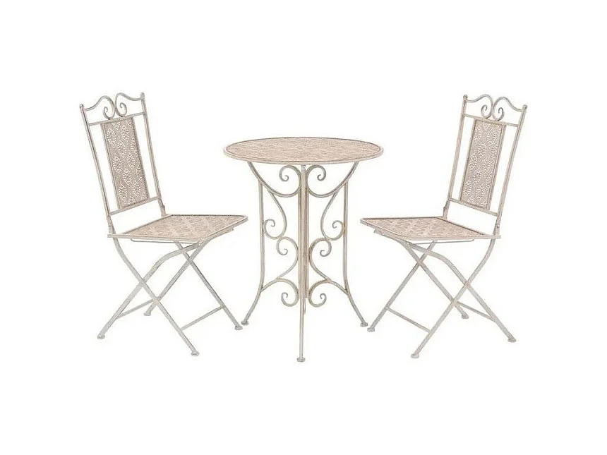 Table et 2 chaises métal blanc Break