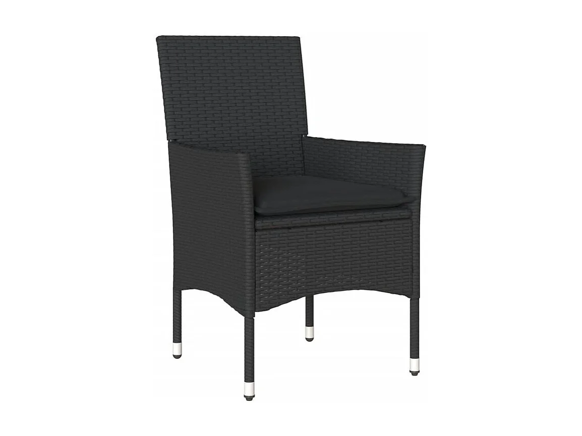 Ensemble à manger de jardin et coussins 7 pcs noir rotin acacia