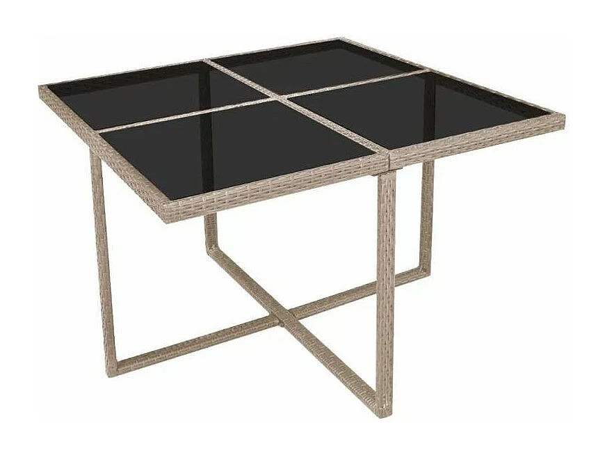 Table carrée et 8 chaises de jardin résine tressée beige Iris