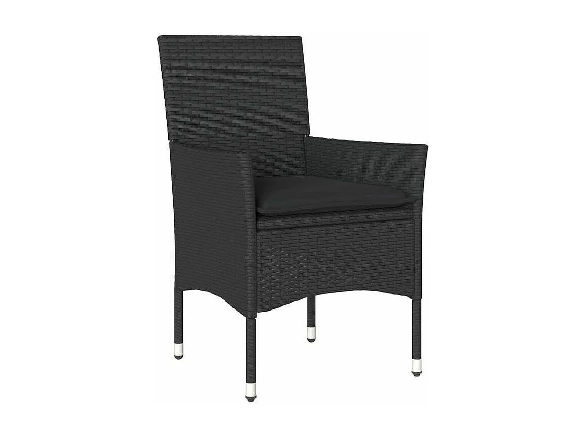 Ensemble à manger de jardin et coussins 3 pcs noir rotin acacia