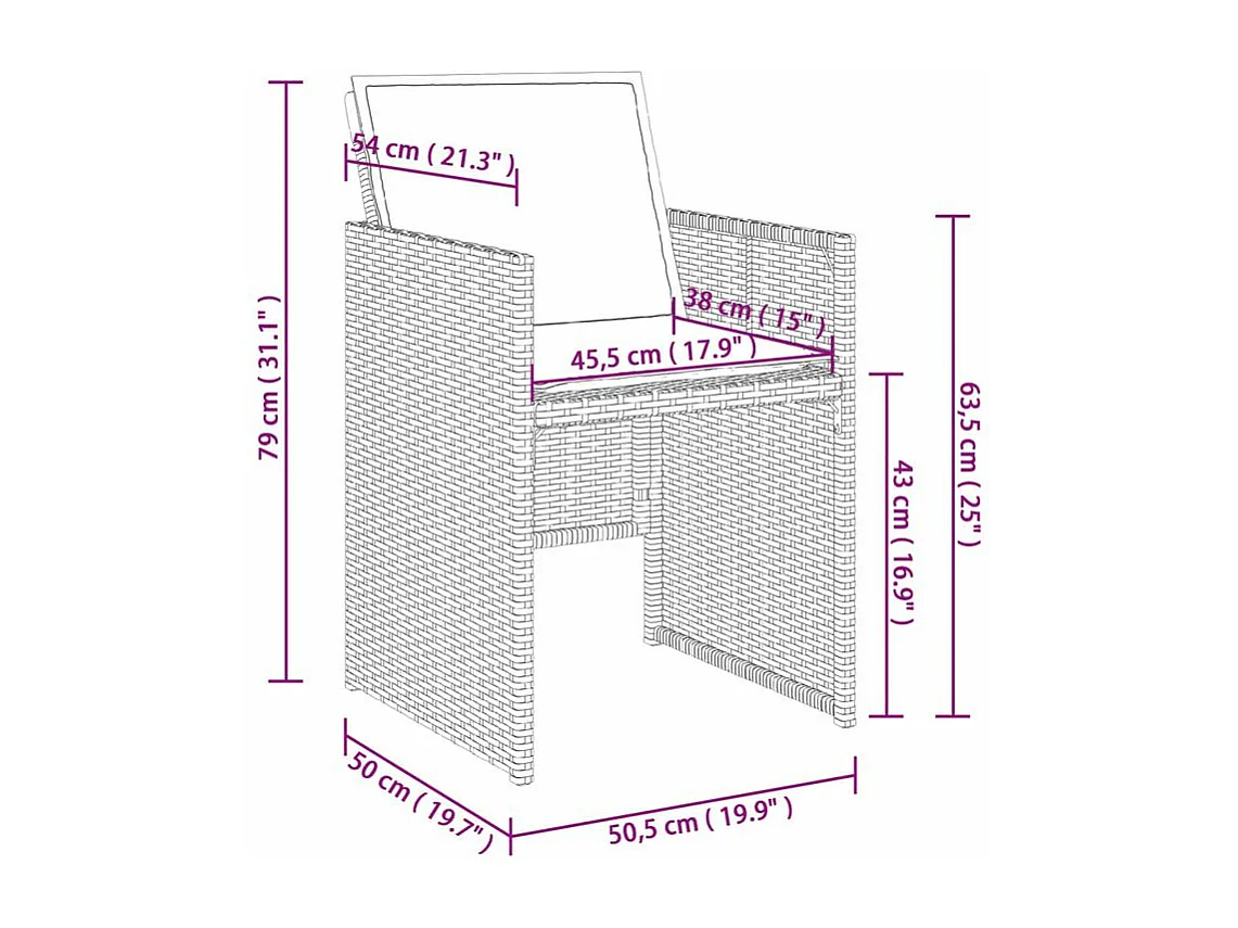 Ensemble à manger de jardin avec coussins 13 pcs marron rotin
