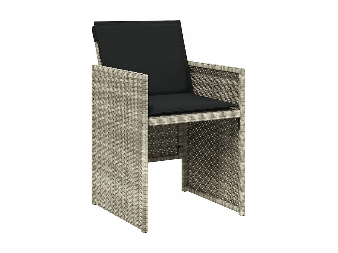 Ensemble à manger de jardin 11pcs avec coussins gris poly rotin