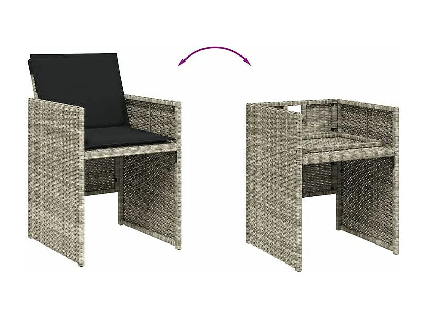 Ensemble à manger de jardin et coussins 9 pcs gris clair rotin