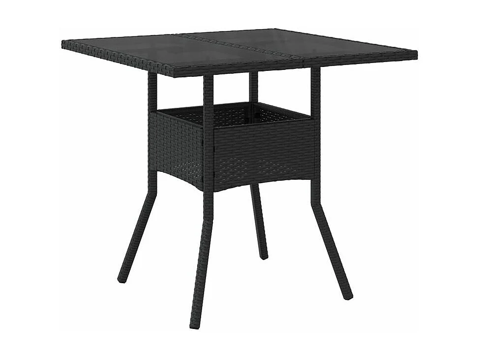 Ensemble à manger de jardin et coussins 5 pcs noir rotin verre