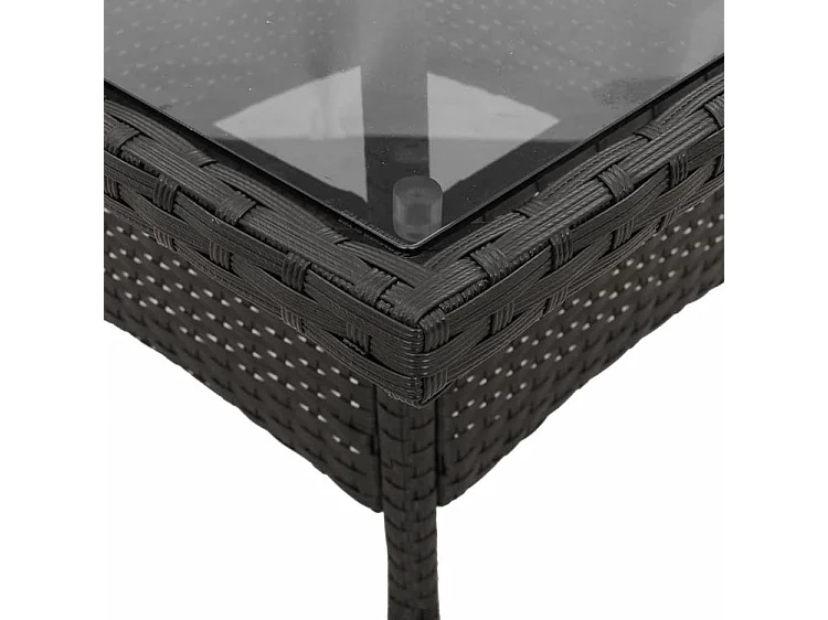 Ensemble à manger de jardin et coussins 5 pcs noir rotin verre