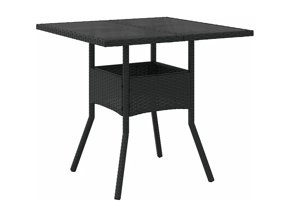 Ensemble à manger de jardin et coussins 5 pcs noir rotin verre