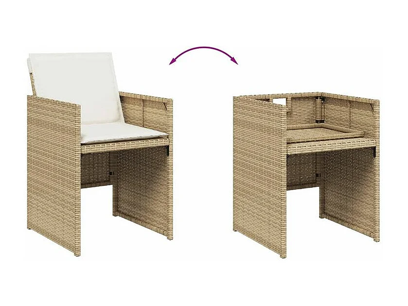 Ensemble à manger de jardin et coussins 13 pcs beige