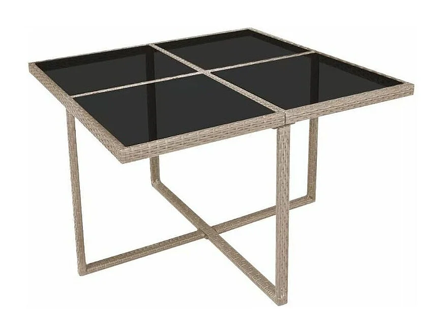 Table carrée et 4 chaises de jardin résine tressée beige Iris