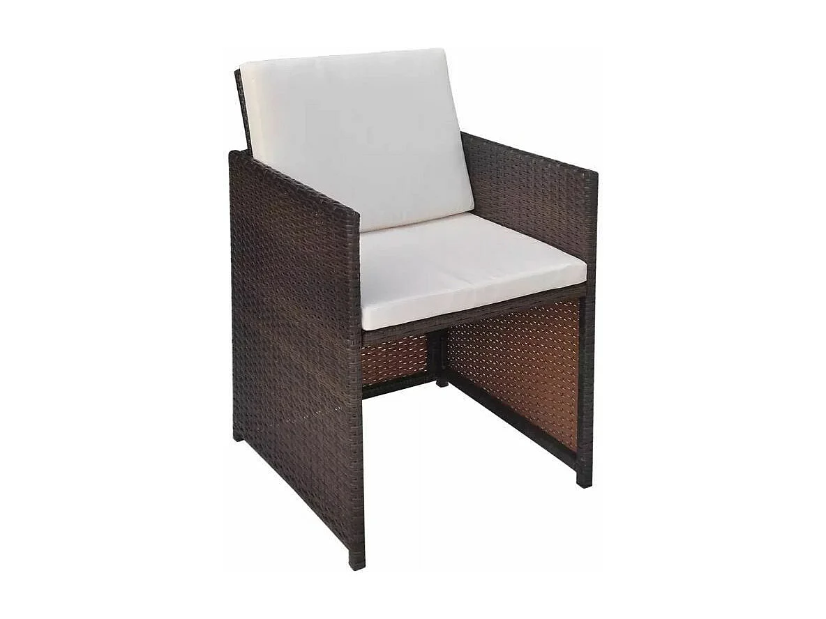 Table rectangulaire et 10 chaises de jardin résine tressée marron Iris