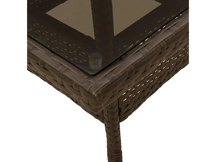 Ensemble à manger de jardin et coussins 3pcs marron rotin verre