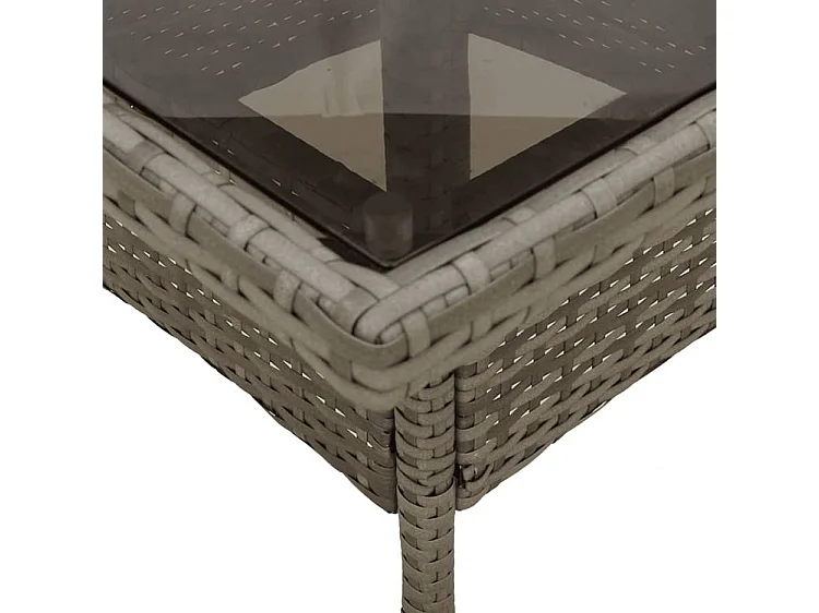 Ensemble à manger de jardin et coussins 3 pcs gris rotin verre