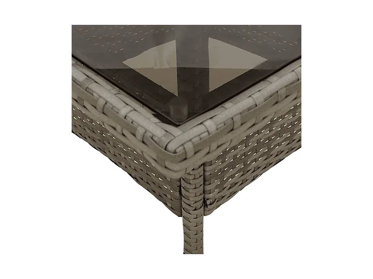 Ensemble à manger de jardin et coussins 3 pcs gris rotin verre