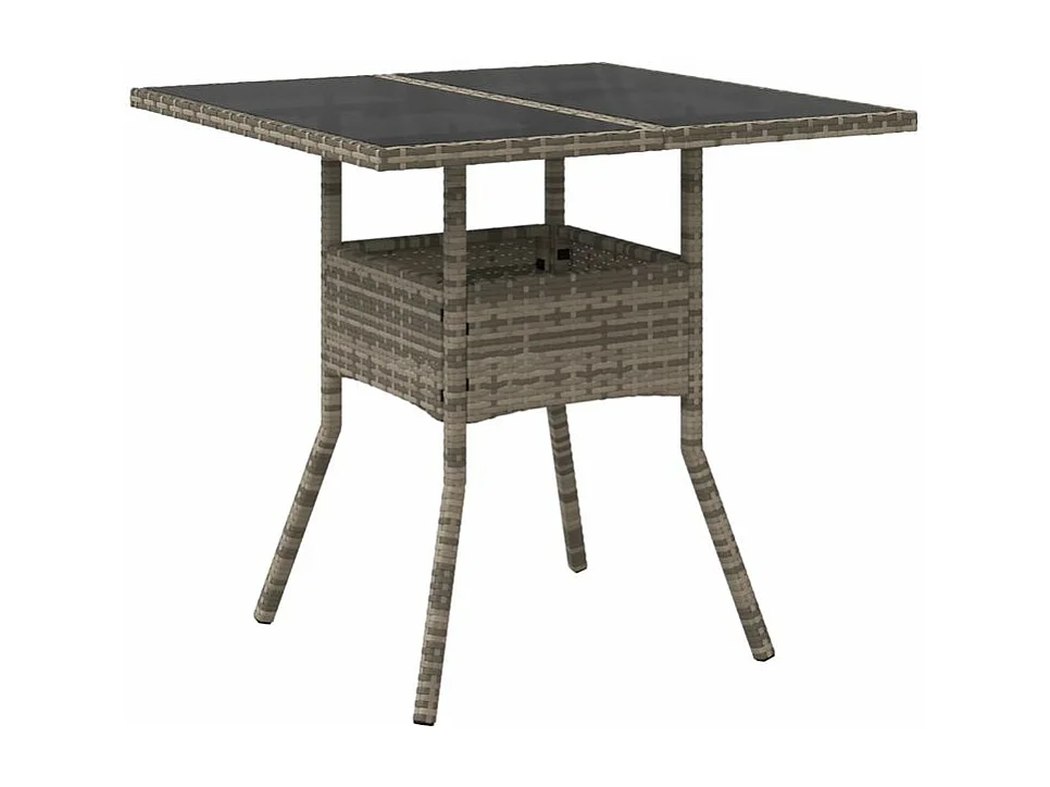 Ensemble à manger de jardin et coussins 3 pcs gris rotin verre