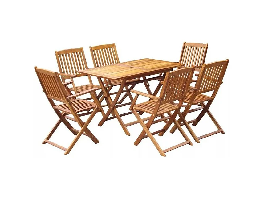 Table rectangulaire et 6 chaises de jardin acacia clair Polina