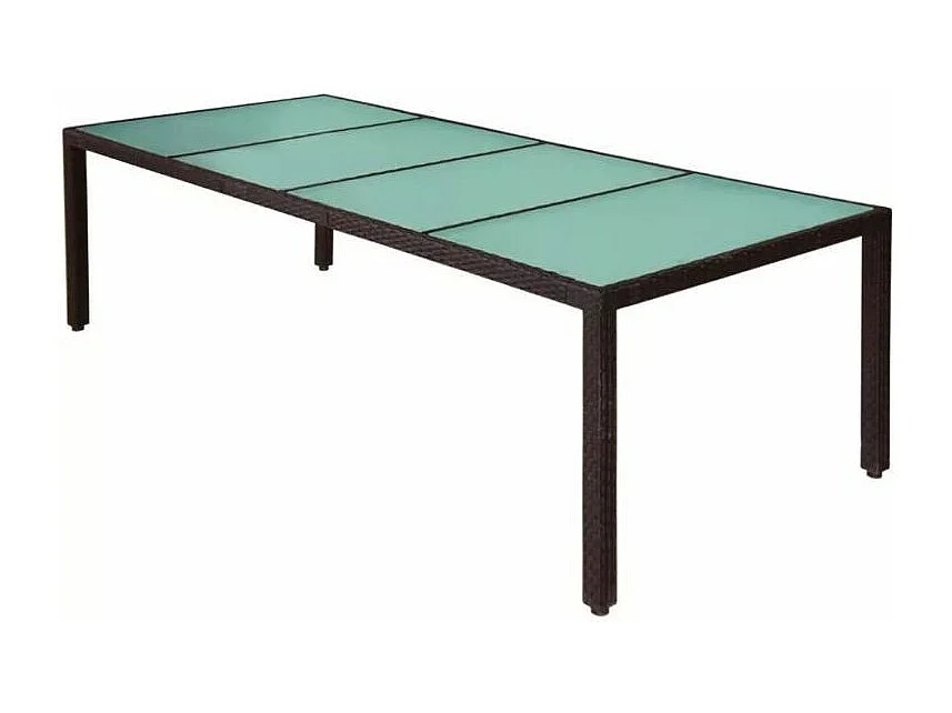 Table rectangulaire avec 10 chaises de jardin résine tressée marron Mik