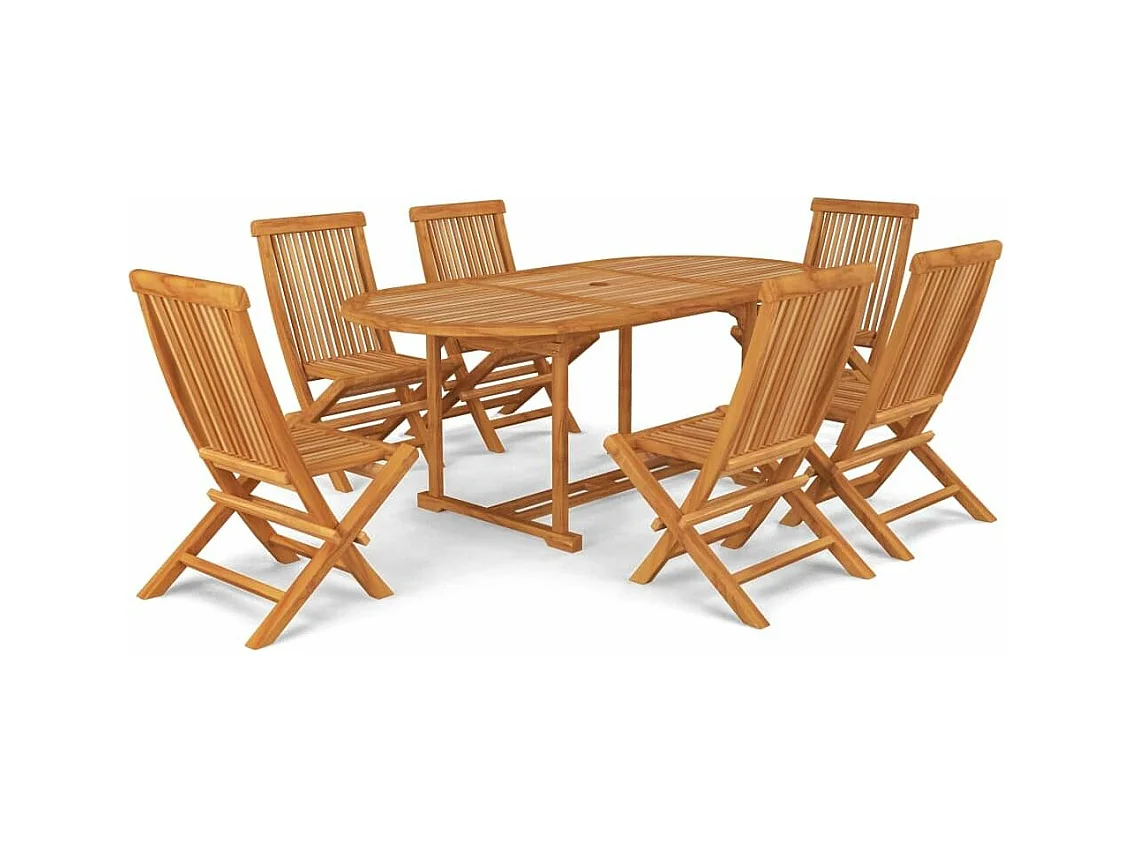 Salon de jardin 7 pcs Bois de teck massif
