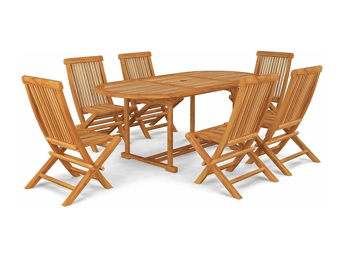 Salon de jardin 7 pcs Bois de teck massif