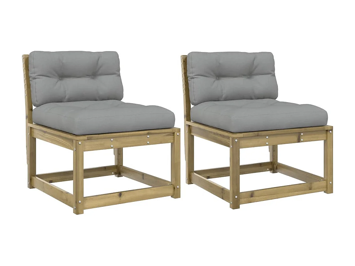 Canapés de jardin avec coussins 2pcs bois de pin imprégné