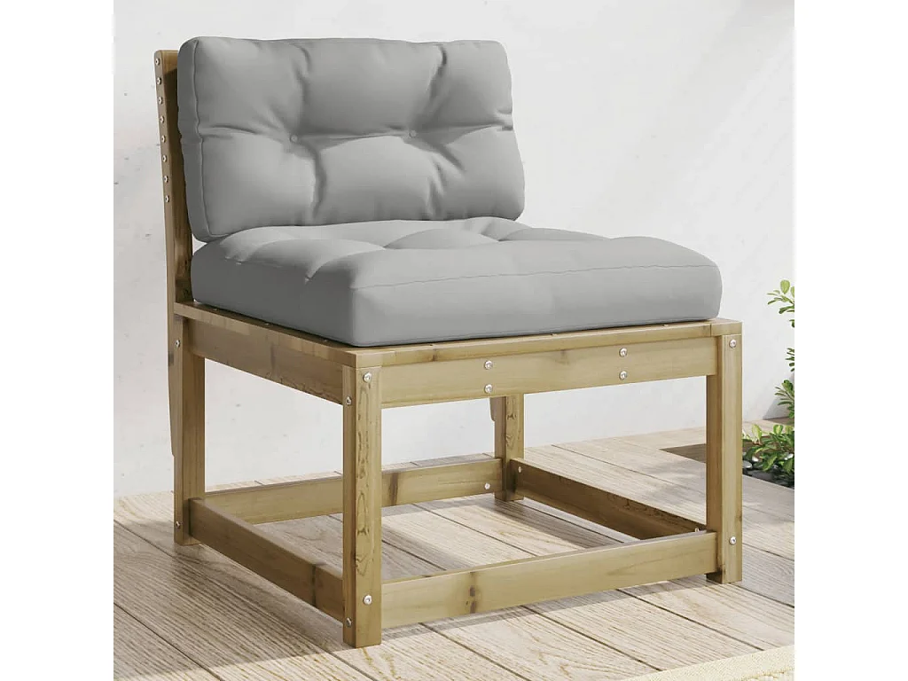 Canapés de jardin avec coussins 2pcs bois de pin imprégné