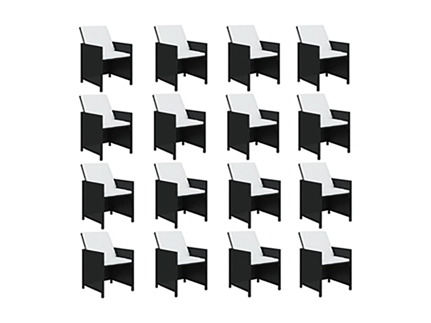 Ensemble à dîner de jardin coussins 21 pcs Noir Résine tressée