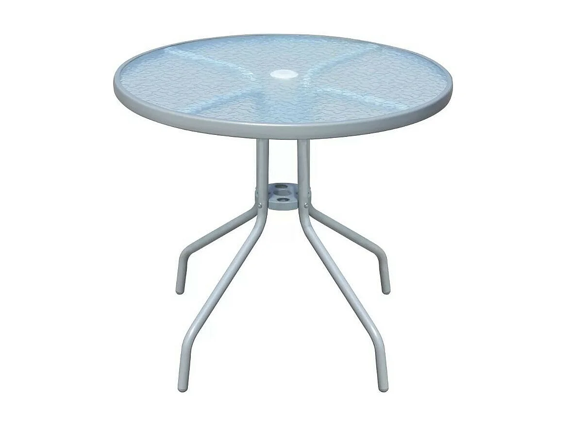 Table ronde et 4 chaises de jardin métal noir et blanc Castle