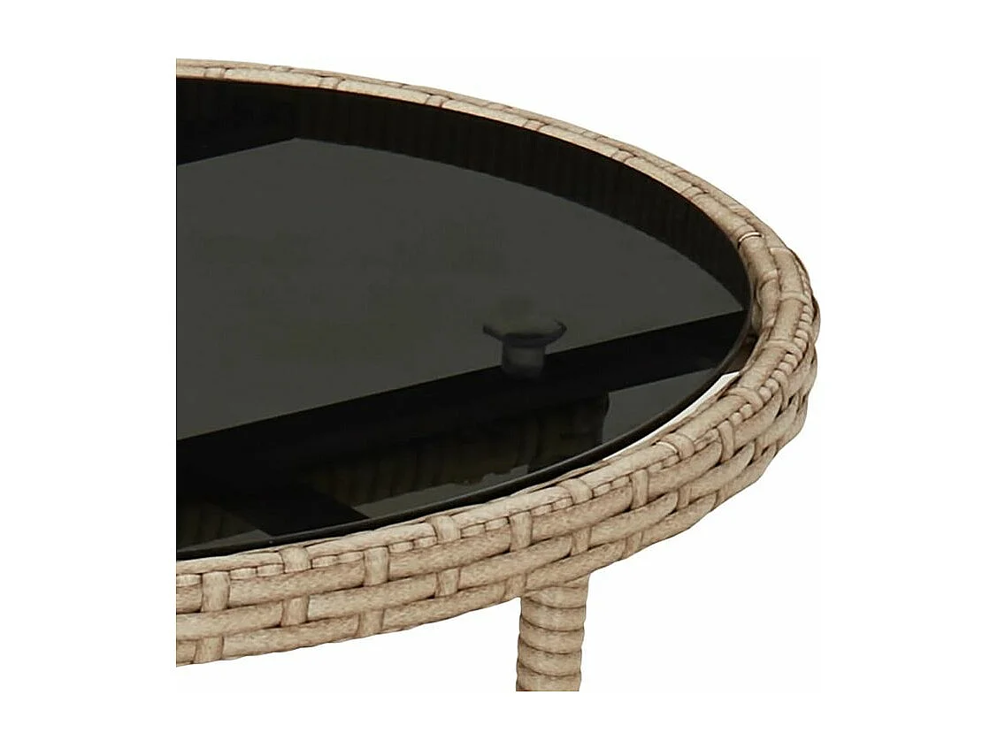 Ensemble à manger de jardin et coussins 5 pcs beige rotin verre