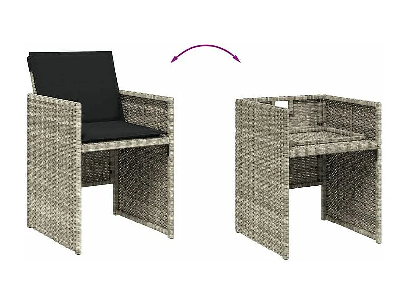 Ensemble à manger de jardin et coussins 5 pcs gris clair rotin