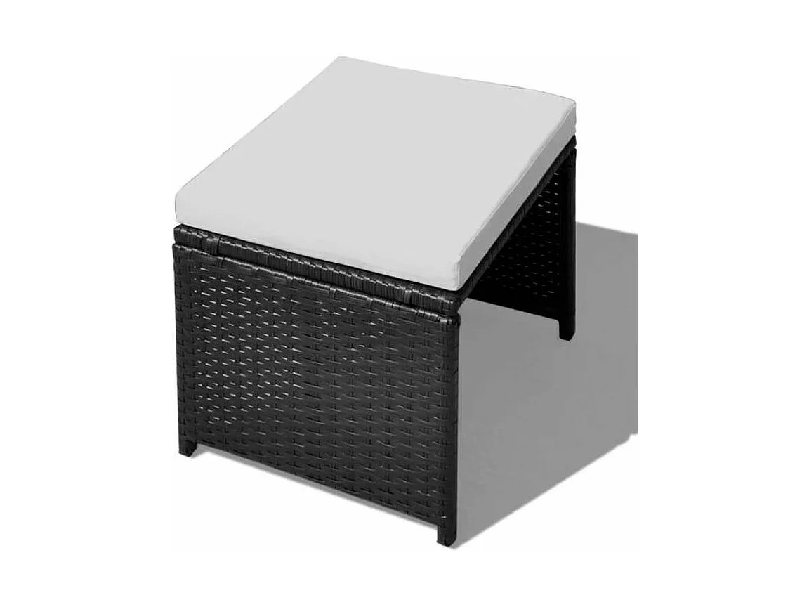 Table carrée et 4 chaises de jardin résine tressée noir Iris